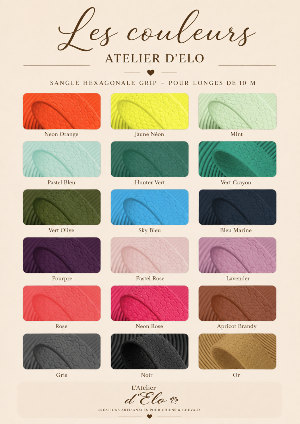 Autres couleurs disponibles pour sangle hexagone longes grip 10m L'Atelier d'Elo